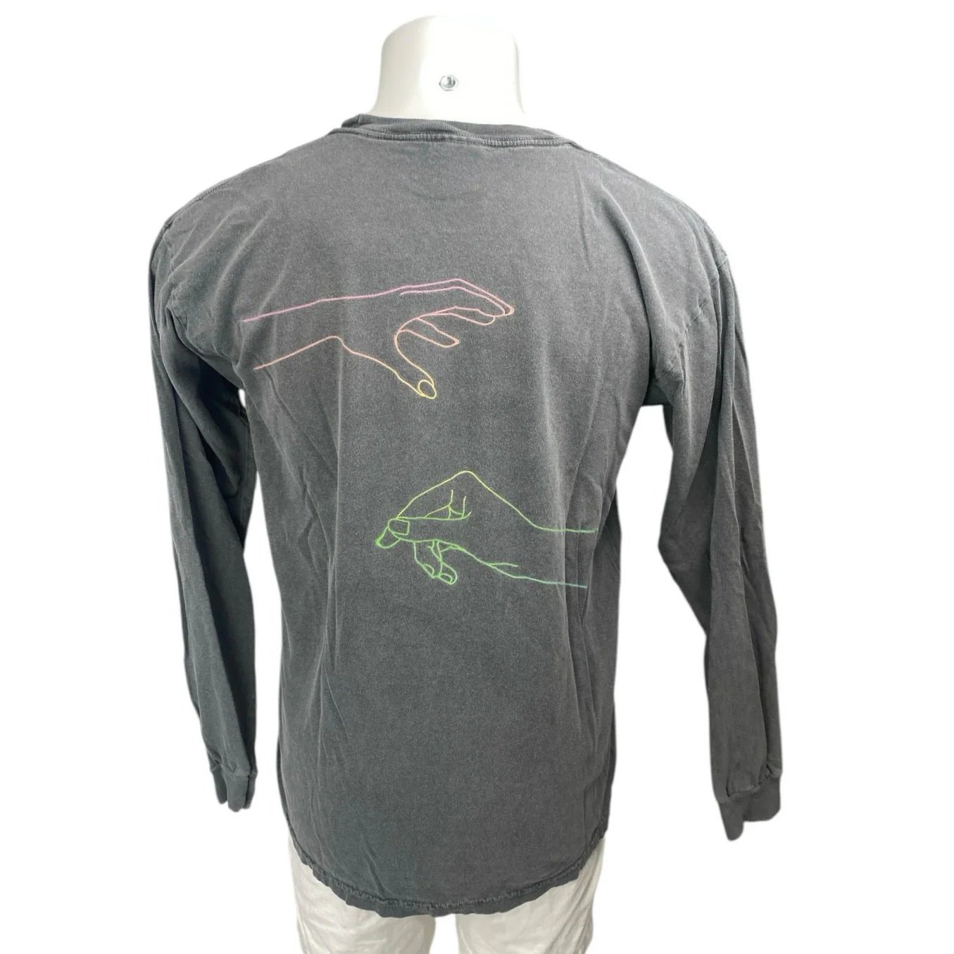 Comfort Colors Men's Gray Crew Neck Long Sleeve Graphic Sweatshirt Sweater Top L - Image 2