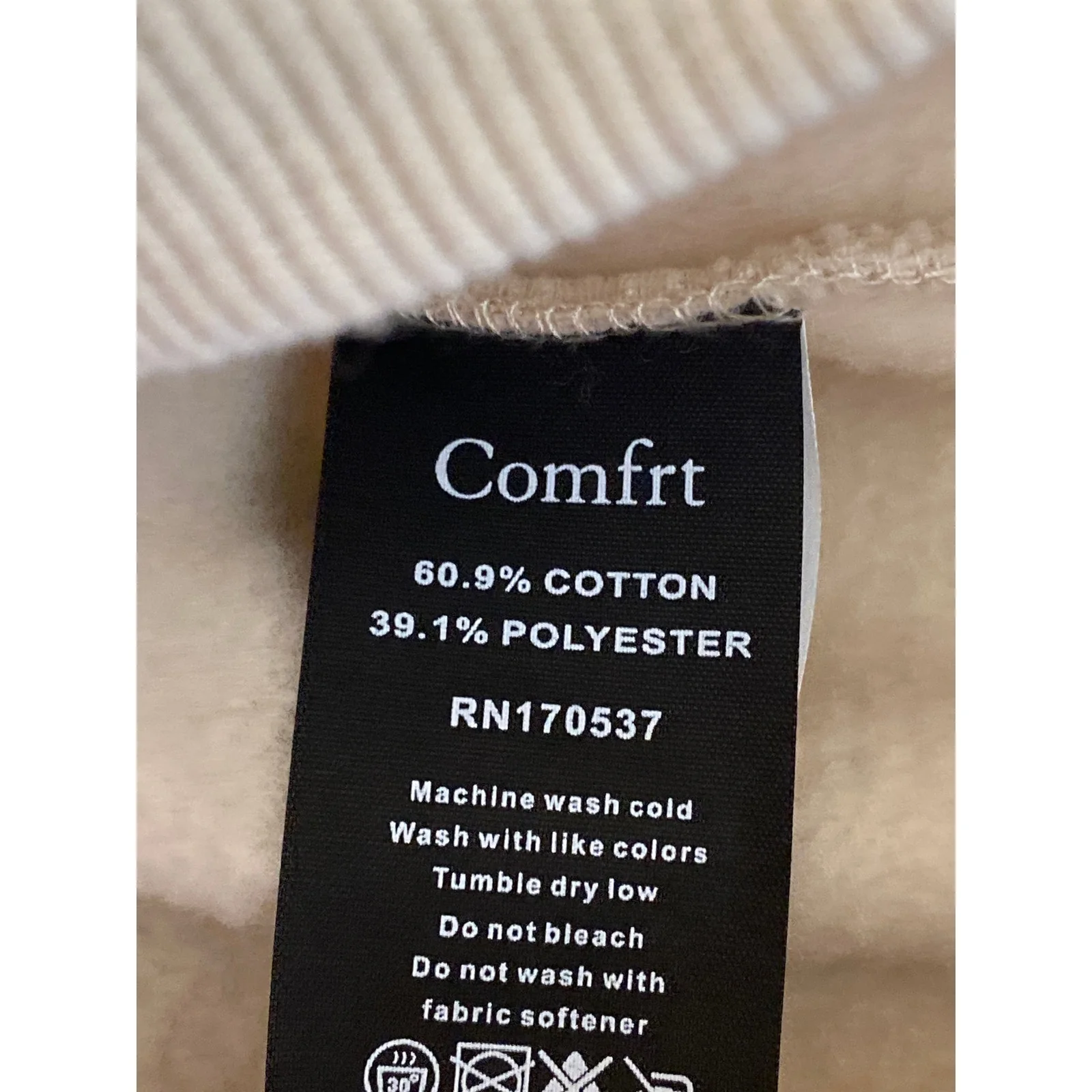 Comfrt Signature Hoodie Beige Embroidered Long Sleeve Sweater Sweatshirt Top XL - Image 6