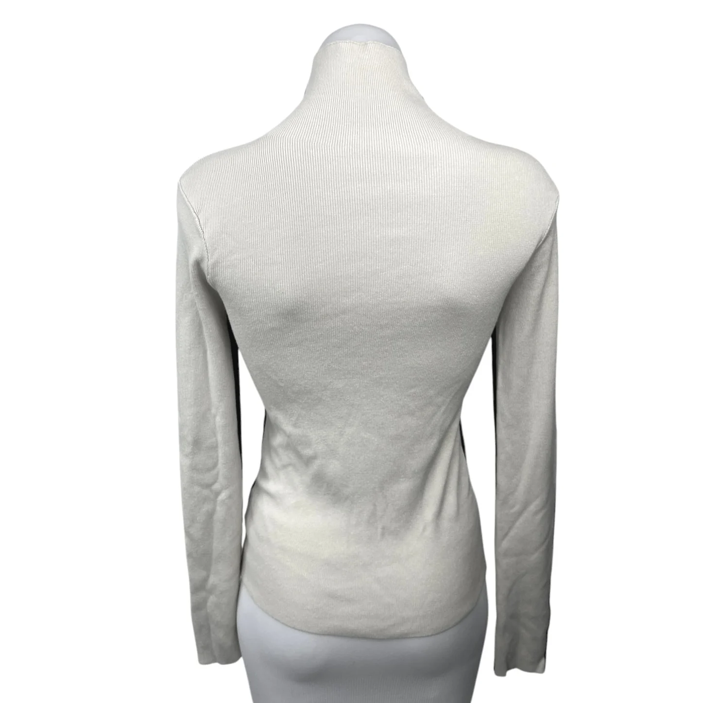 Commense Black White Colorblock Turtleneck Knit Pullover Sweater Top Size M - Image 2