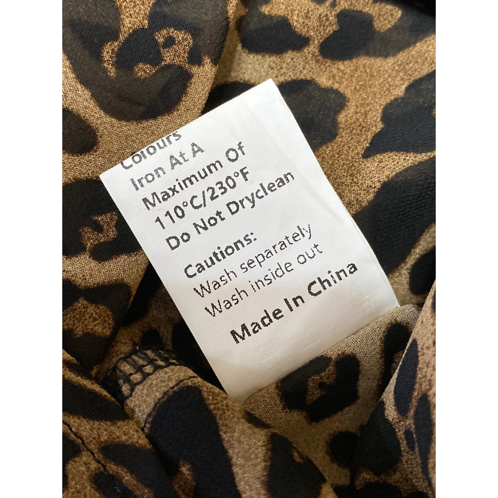 Commense Brown Ruffle Leopard Print Long Sleeve Button Down Peasant Blouse Top M - Image 4