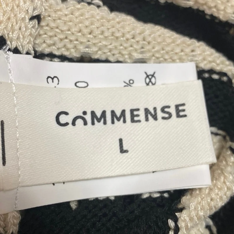 Commense Women's Cream Black Striped Sleeveless Knit Sweater Vest Tank Top Sz L - Image 3