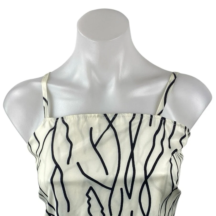 Commense Women's White Black Abstract Sleeveless Longline Cami Crop Top Size XS - Image 3