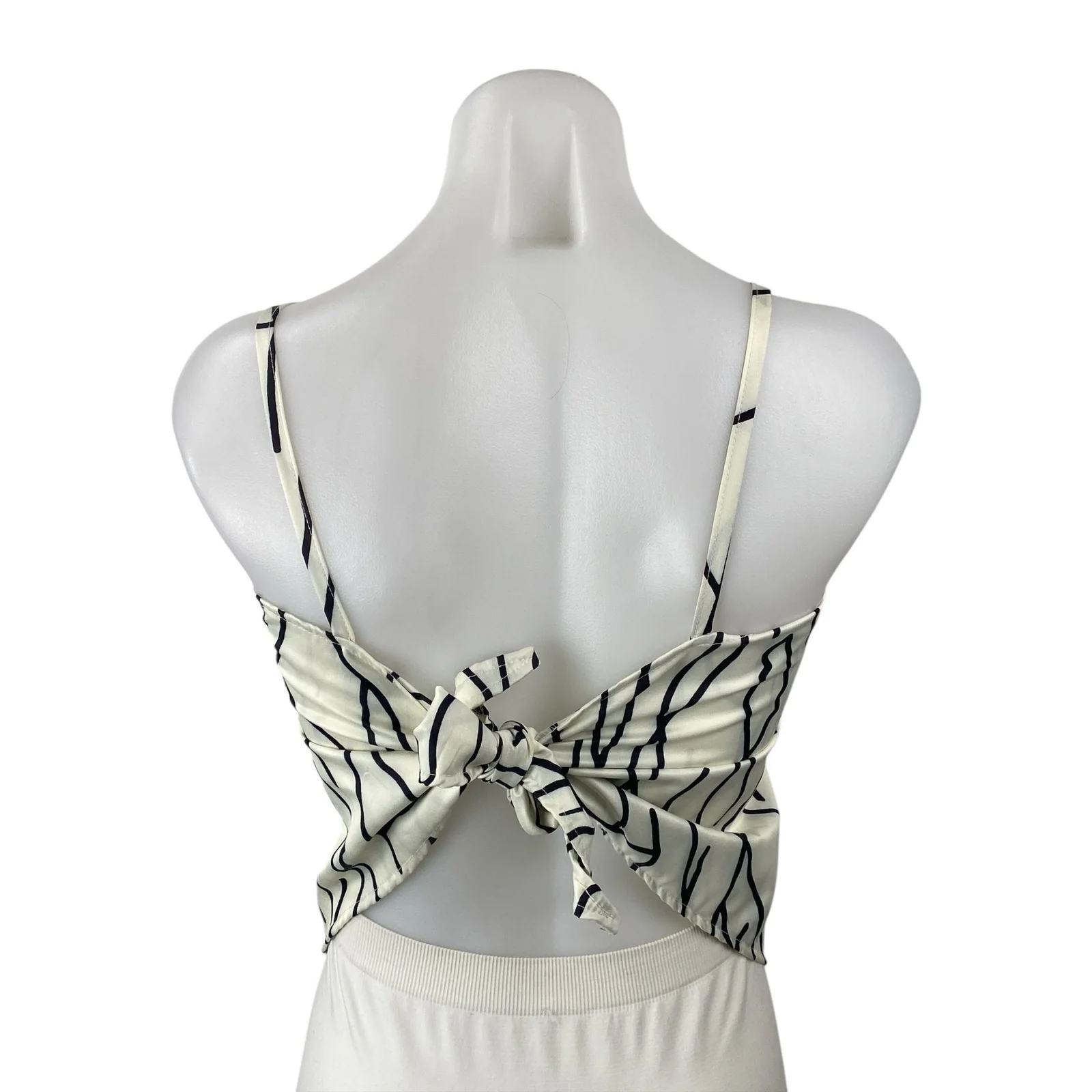 Commense Women's White Black Abstract Sleeveless Longline Cami Crop Top Size XS - Image 4