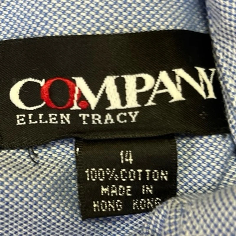 Company Ellen Tracy Blue Button Up Long Sleeve Collared Pocket Shirt Size 14 - Image 3