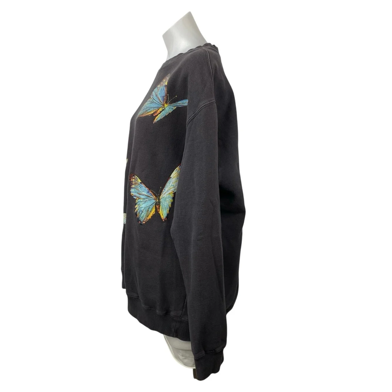 Coney Island Picnic Women Dark Gray Butterfly Long Sleeve Sweatshirt Top Size OS - Image 3
