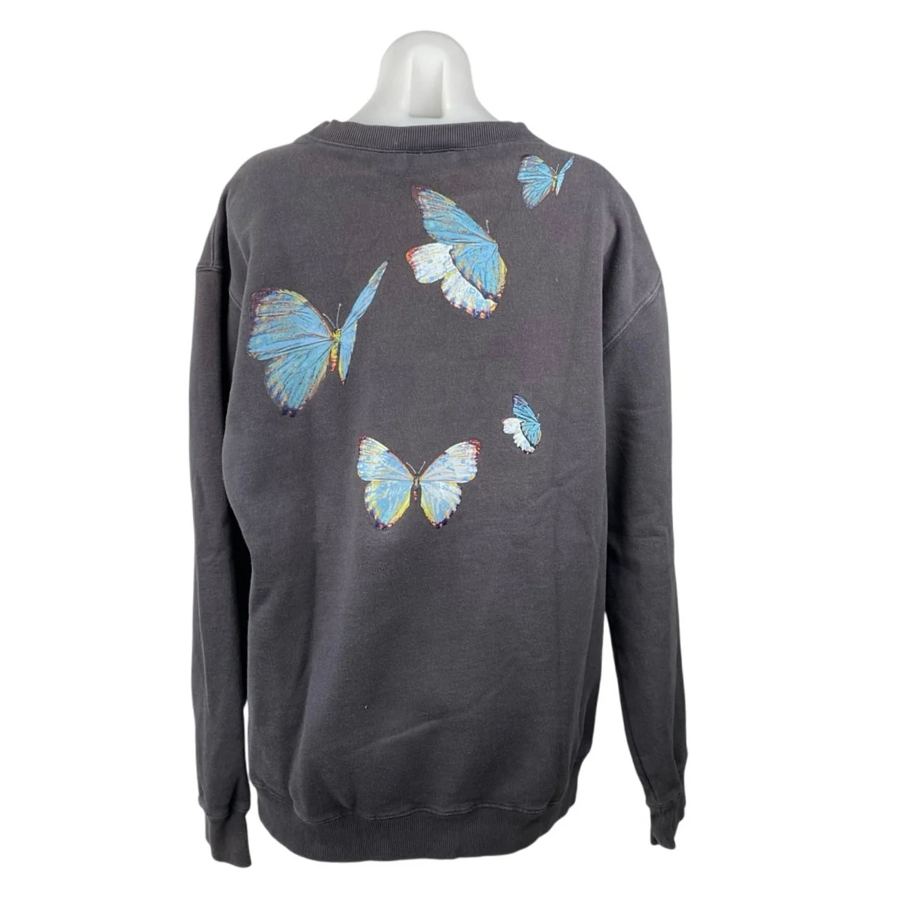 Coney Island Picnic Women Dark Gray Butterfly Long Sleeve Sweatshirt Top Size OS - Image 4