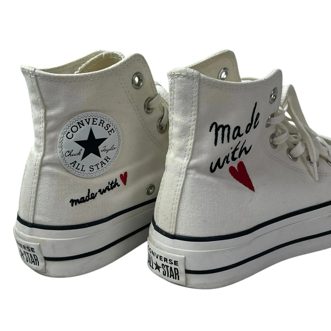 Converse Chuck Taylor All Star Made With Love White Lace Up Sneakers Shoes Sz 7 - Image 6