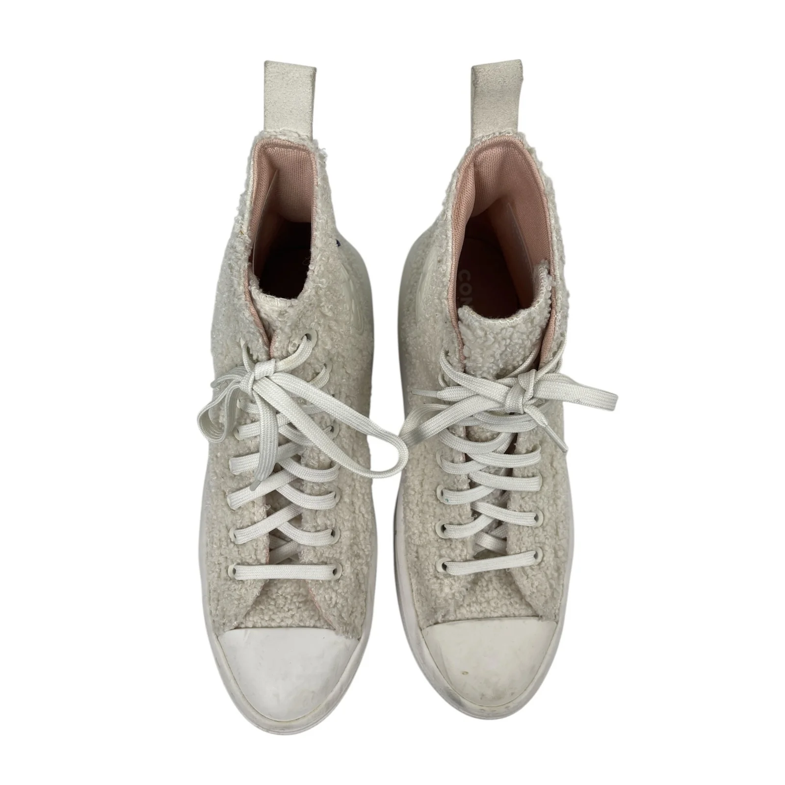 Converse Chuck Taylor All Star White Sherpa High Top Lace Up Sneakers Shoes 10.5 - Image 2