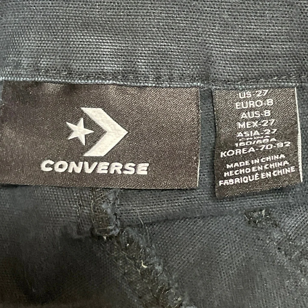 Converse Women's Black High Rise Wide Leg Baggy Raw Hem Denim Jeans Size 27 - Image 4