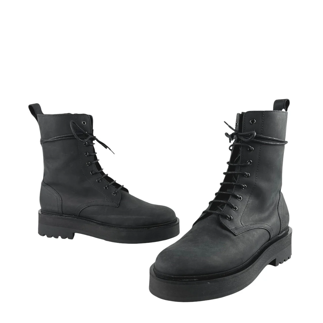 Thursday Everyday Men's Black Leather Lace Up Platform Combat Boots Size 10 - Image 5
