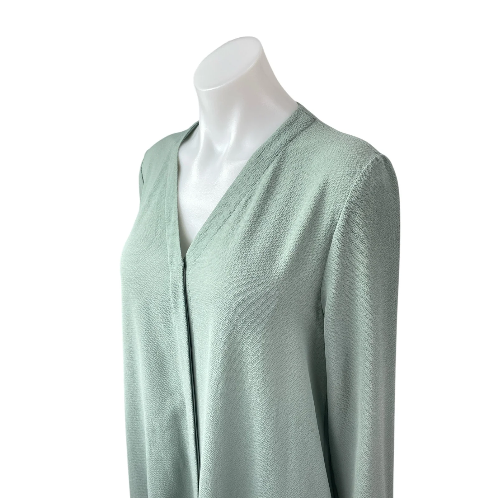 COS Green Long Sleeve Button Down V Neck Drop Waist Swing Midi Dress Size 4 - Image 2