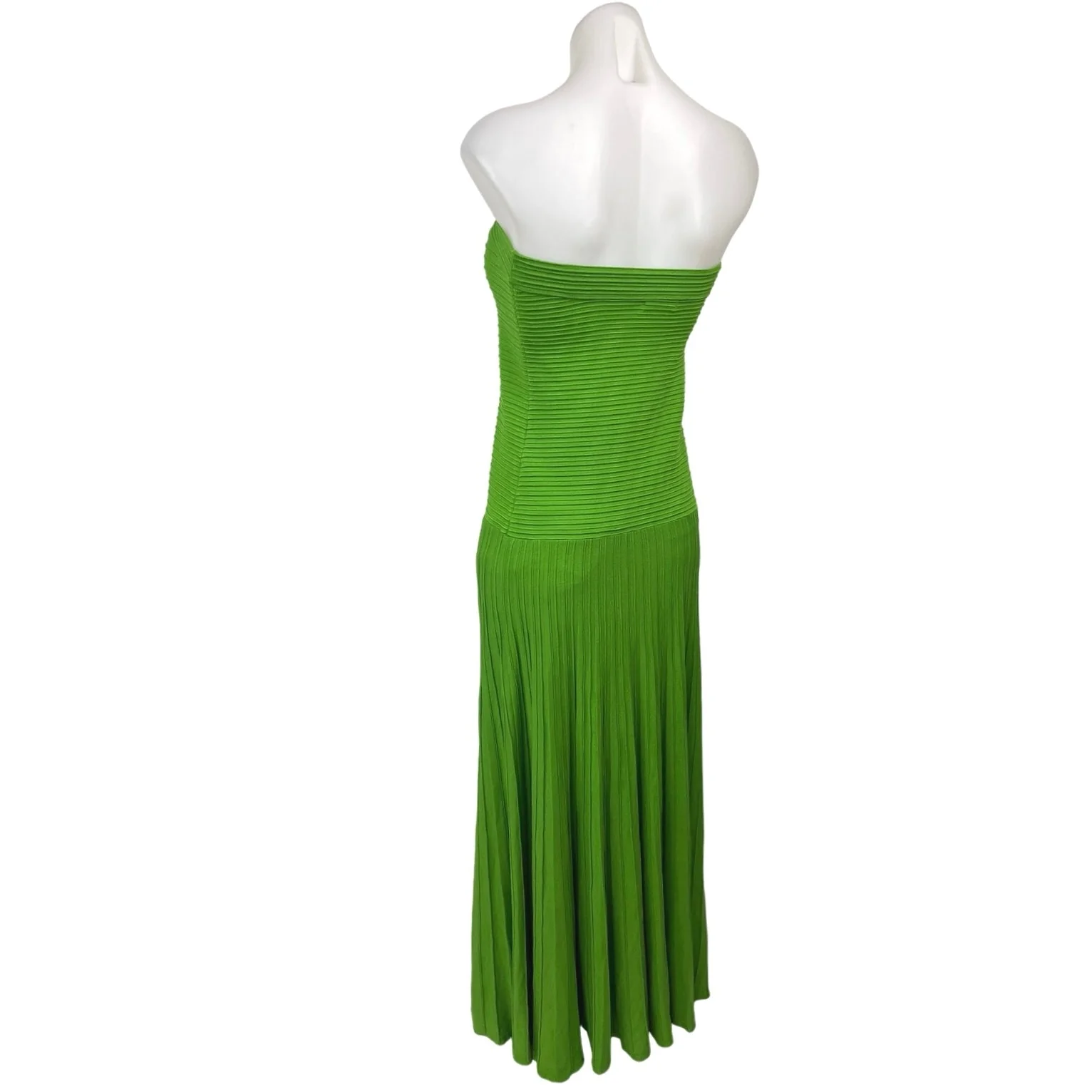 COS Green Ribbed Textured Knit Stretch Fitted Strapless Tube Maxi Dress Size S - Image 2