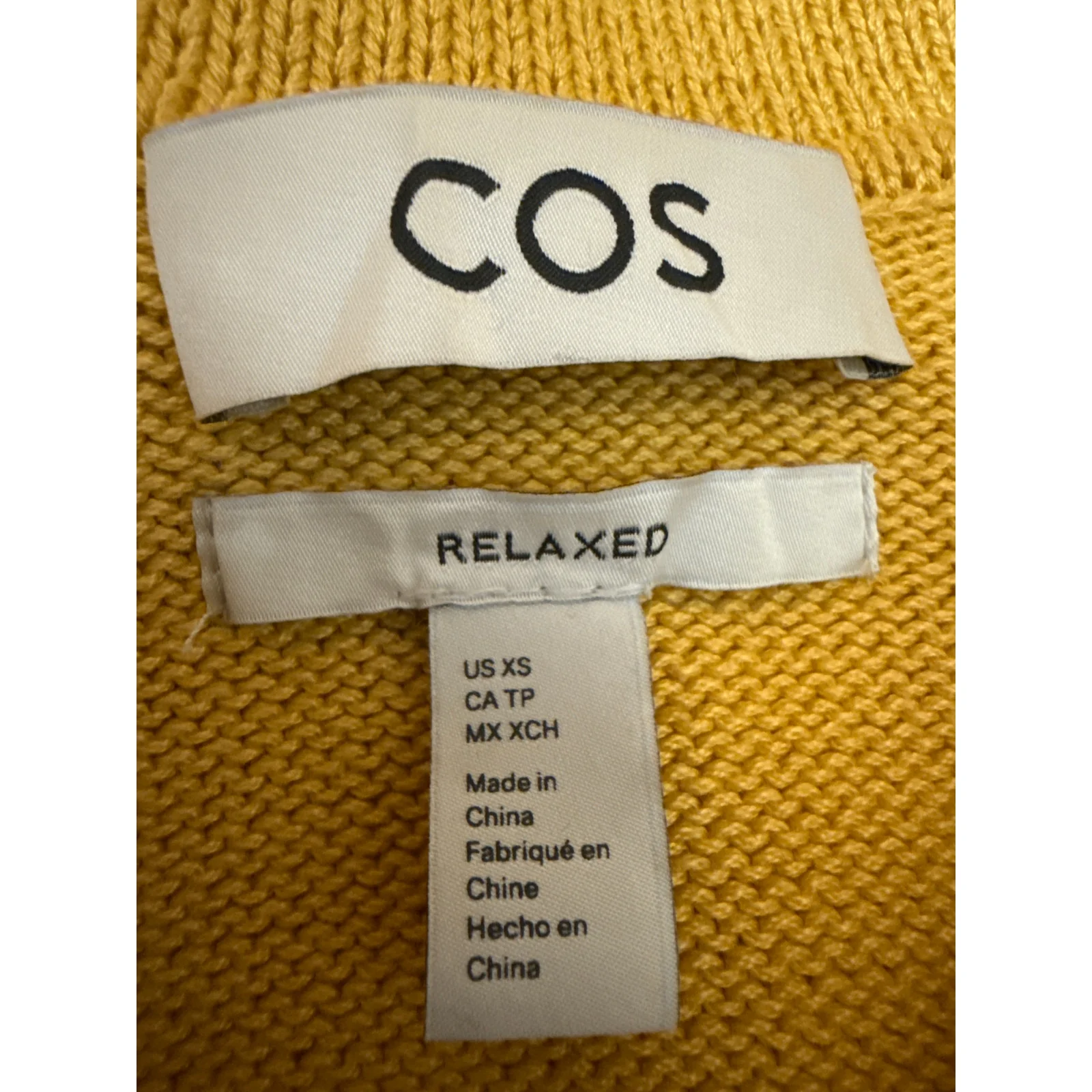 COS Men's Yellow Knit Collared Long Sleeve Relaxed Fit Sweatshirt Sweater Top XS - Image 3