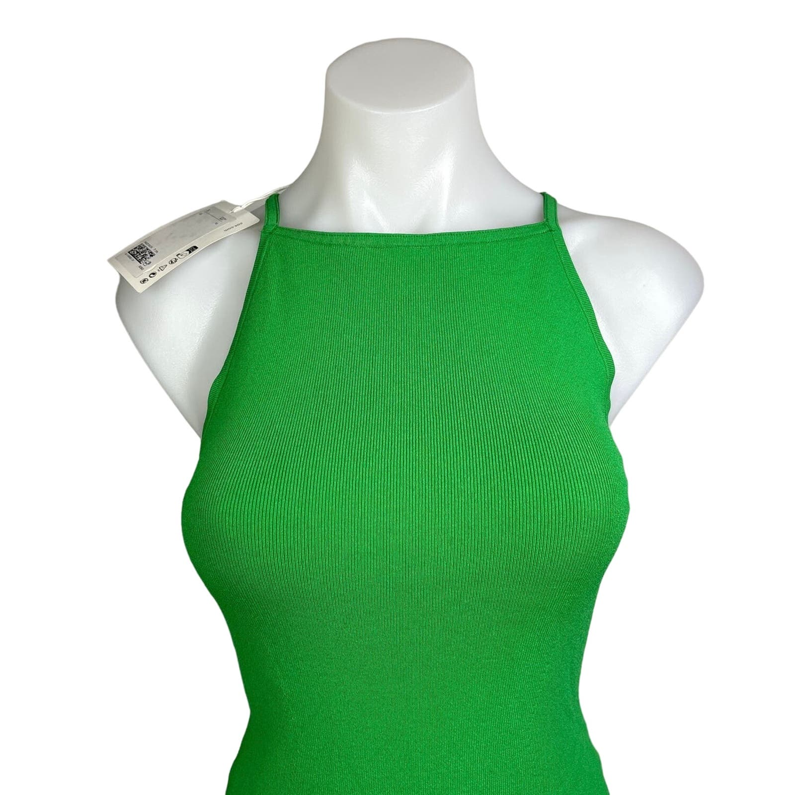 COS NWT $120 Green Sleeveless High Neck Pullover Stretch Mini Bodycon Dress Size XS - Image 4