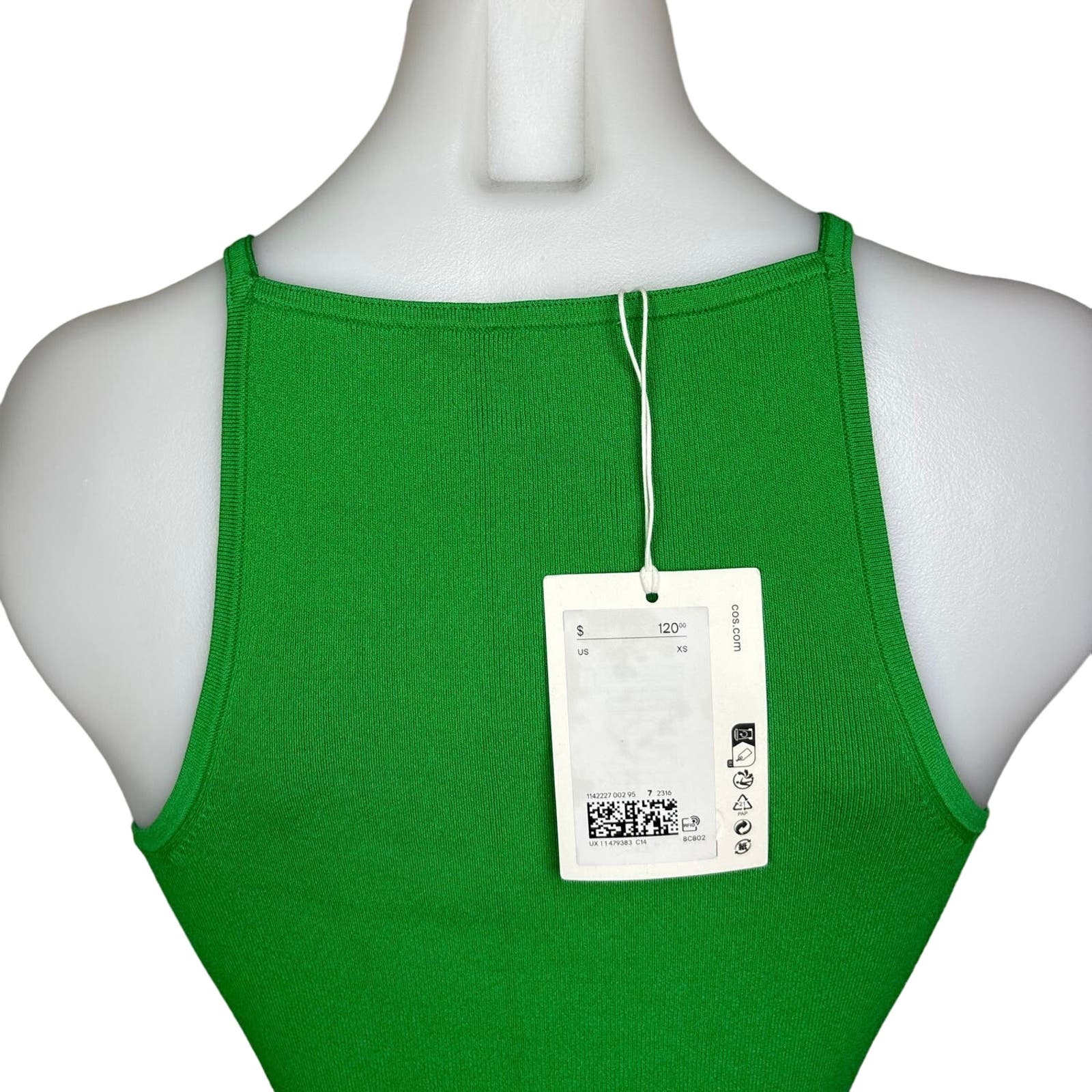 COS NWT $120 Green Sleeveless High Neck Pullover Stretch Mini Bodycon Dress Size XS - Image 6