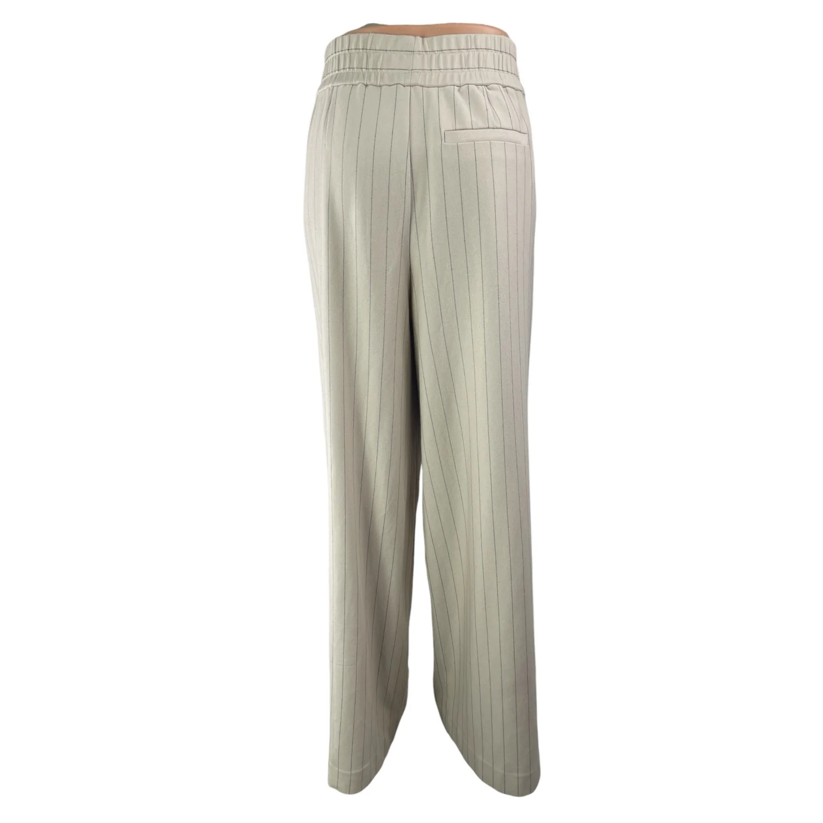 Cos Womens Beige Stripe High Rise Elastic Waist Palazzo Wide Leg Trouser Pants M - Image 2