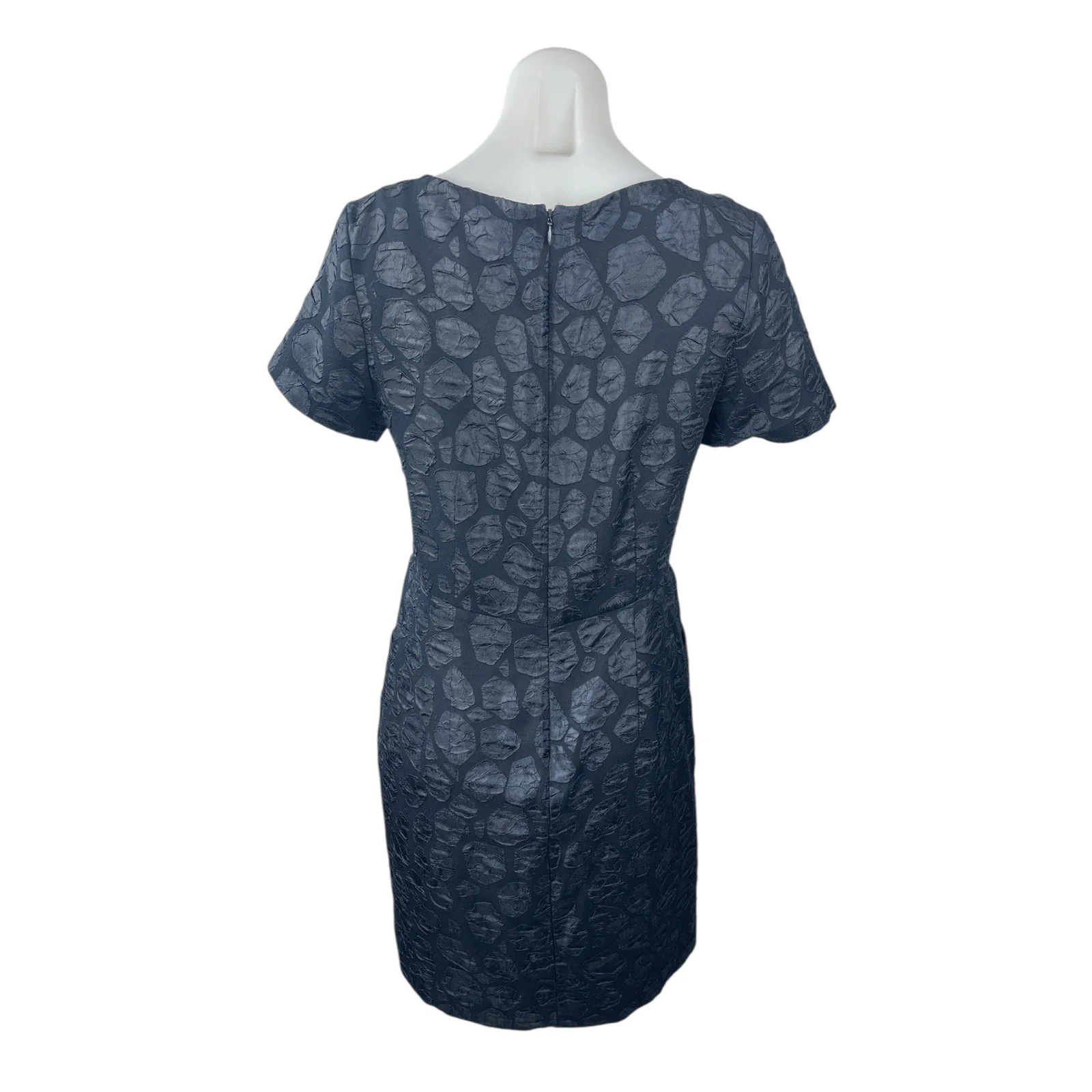 Cos Women's Black Abstract Textured Short Sleeve Mini A-Line Shift Dress Size 8 - Image 3