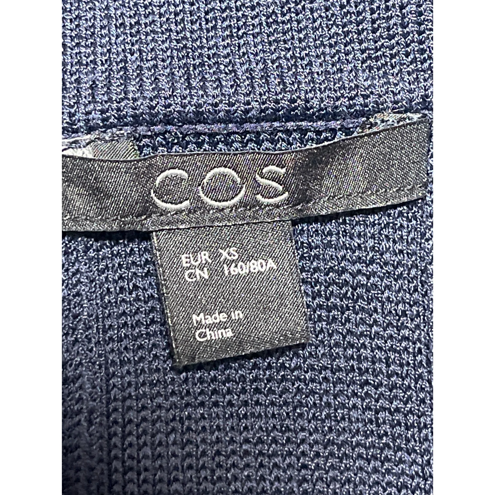 COS Women's Navy Blue Boat Neck Short Sleeve Knit Mini Shift Dress Size XS - Image 3