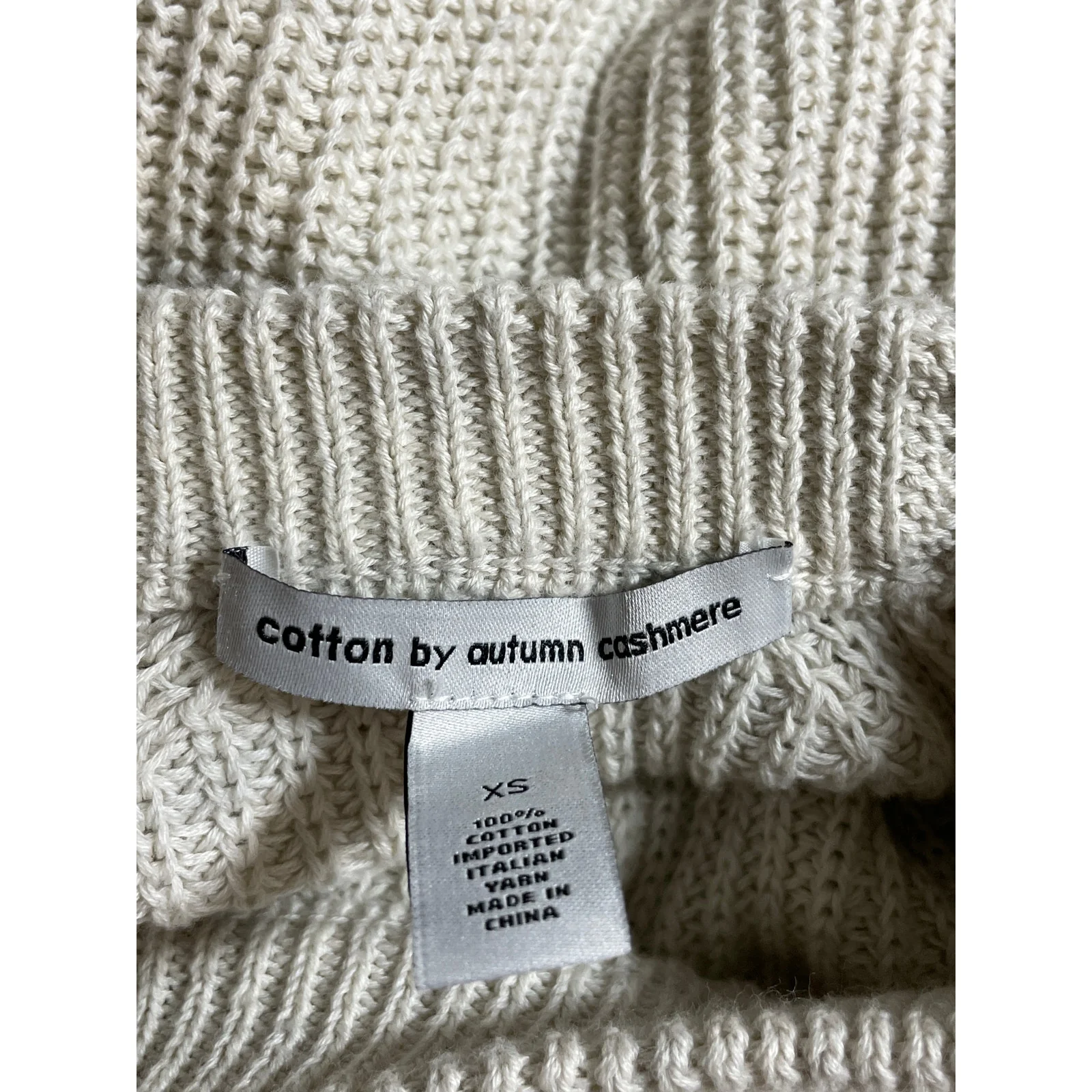 Cotton by Autumn Cashmere Beige Distressed Long Sleeve Sweatshirt Sweater Top XS - Image 6