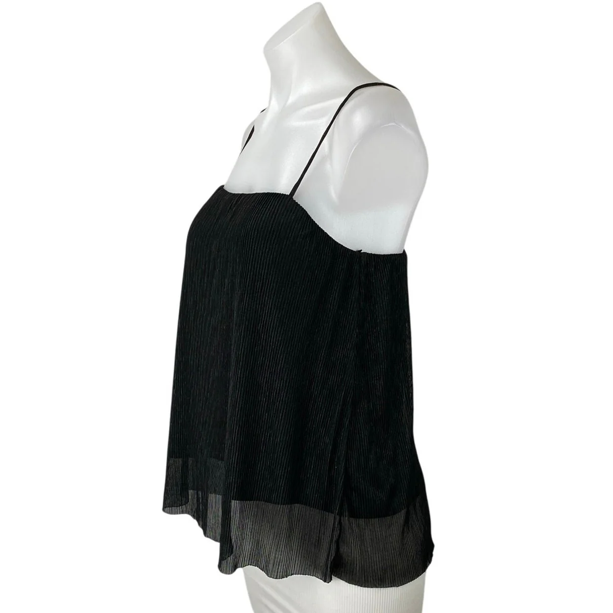 Cotton Candy LA Black Sleeveless Square Neck Plisse Cami Camisole Tank Top Sz S - Image 2