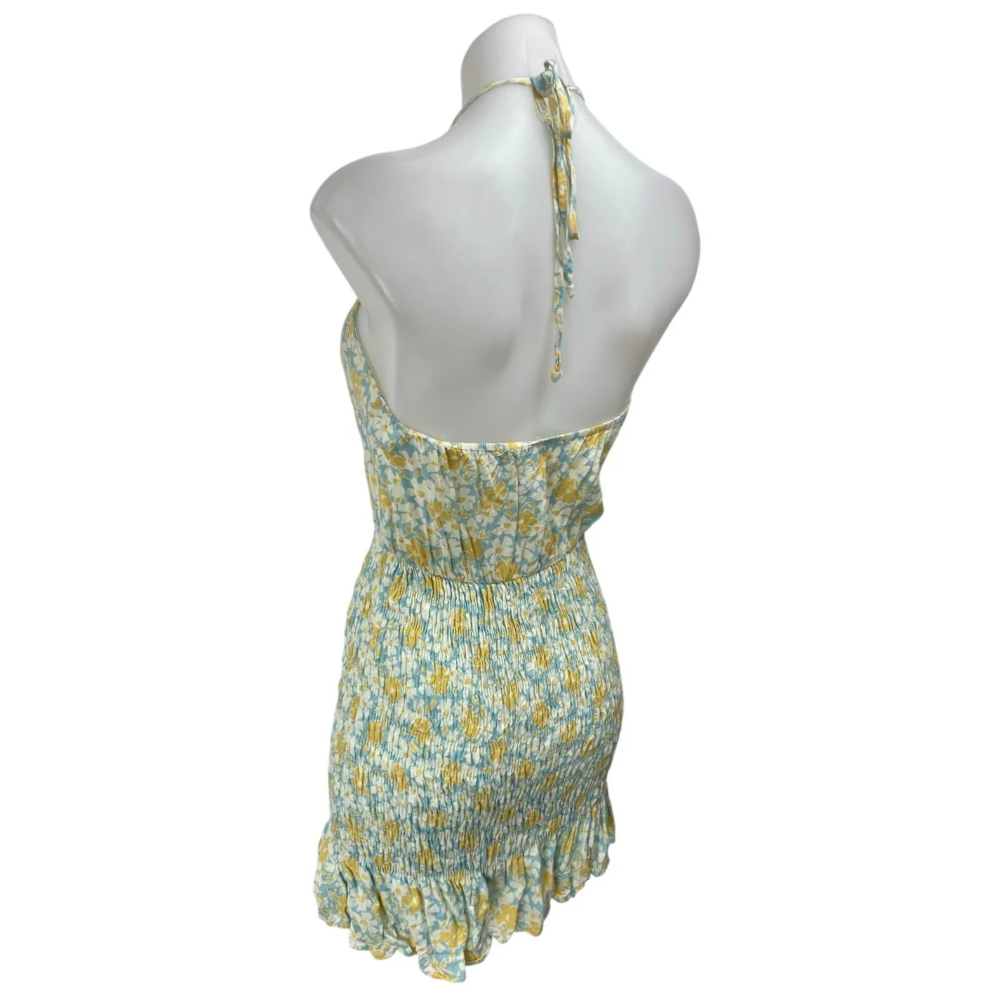 Cotton Candy LA Multicolor Floral Smocked Sleeveless Halter Mini Pencil Dress S - Image 2