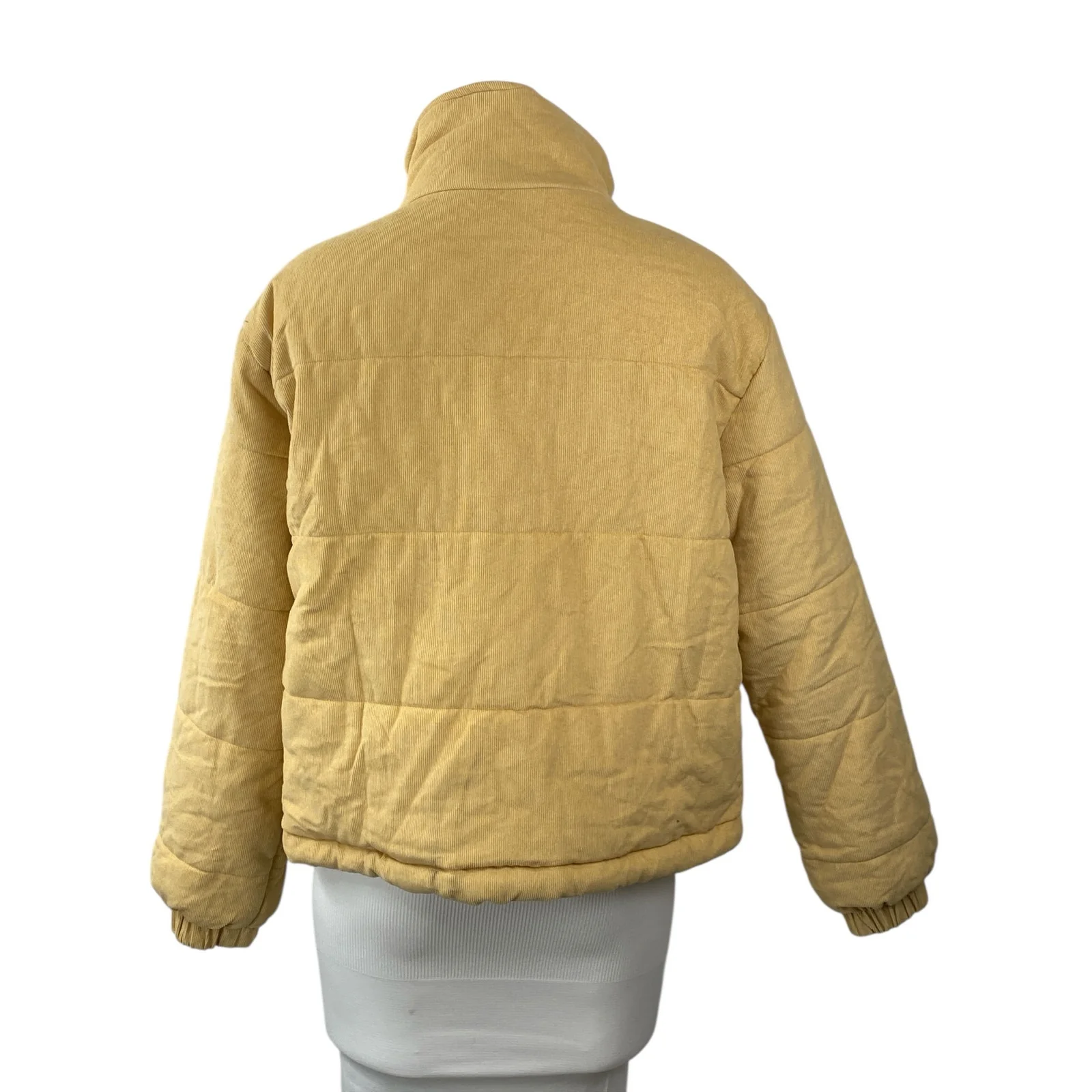 Cotton Candy LA Womens Yellow Quilted Mock Neck Long Sleeve Puffer Coat Jacket M - Image 4