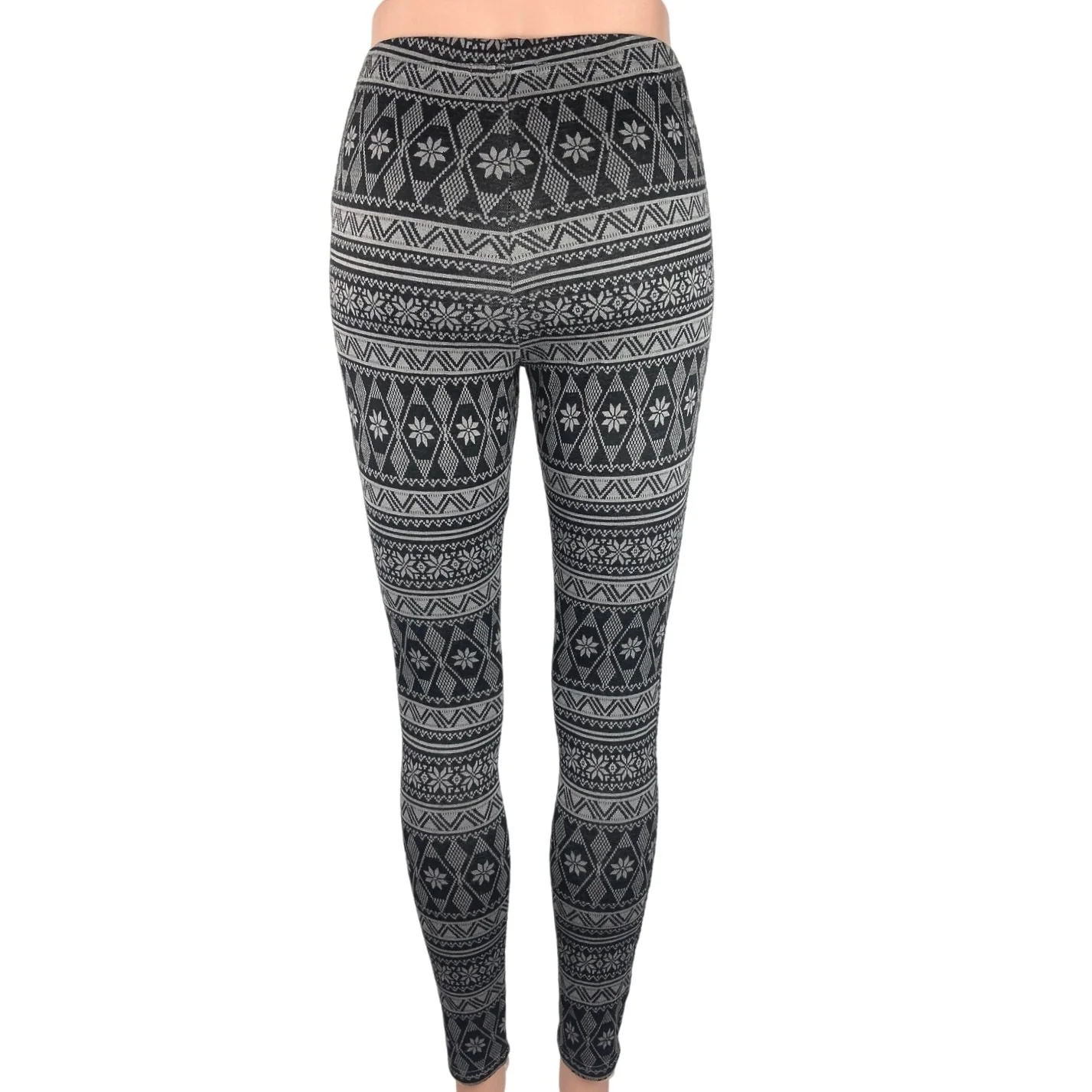 Cotton On Black Fair Isle Print Mid Rise Skinny Leg Stretch Casual Legging XS - Image 3
