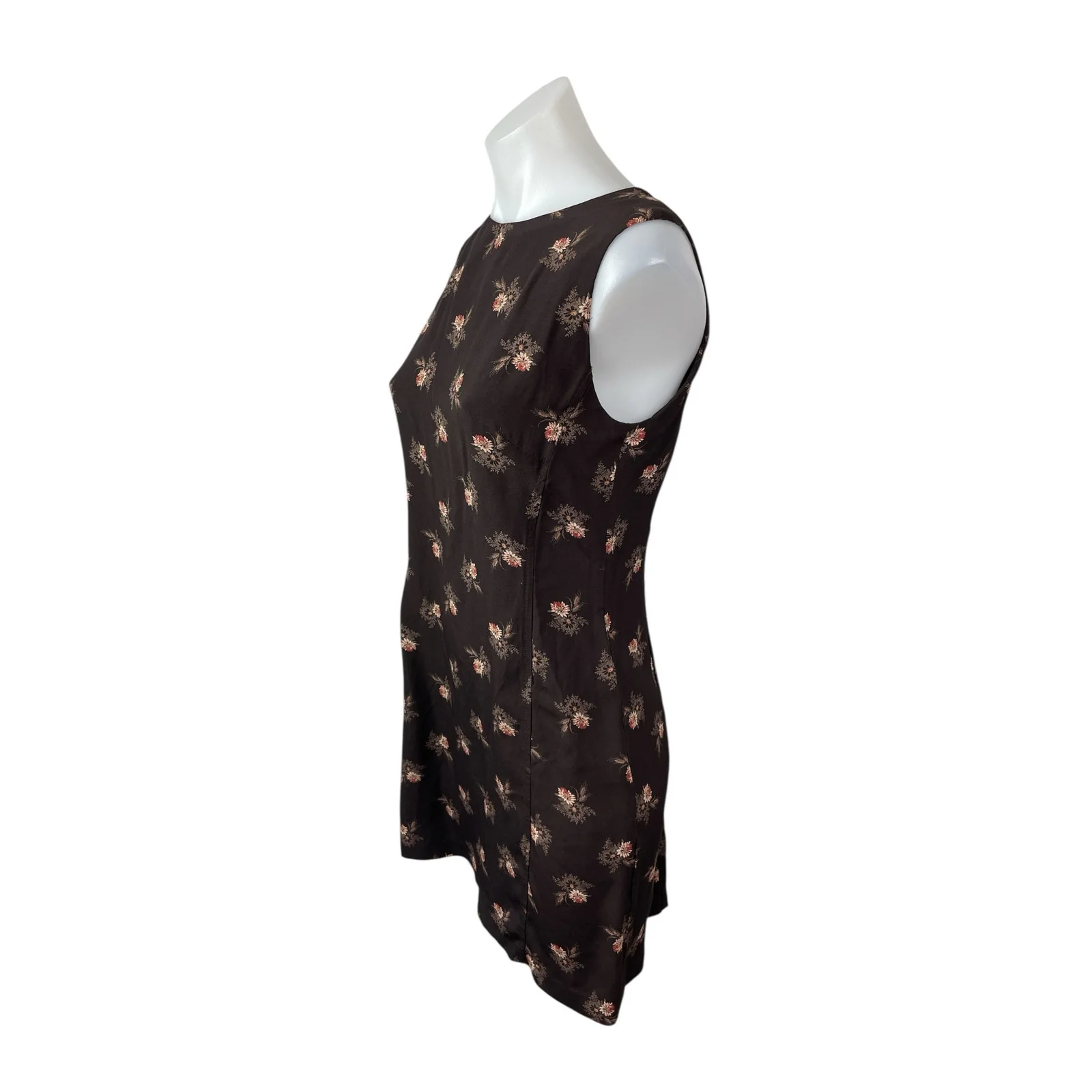 Country Road Women's Black Floral Sleeveless Crew Neck Tank Mini Dress Size 8 - Image 3