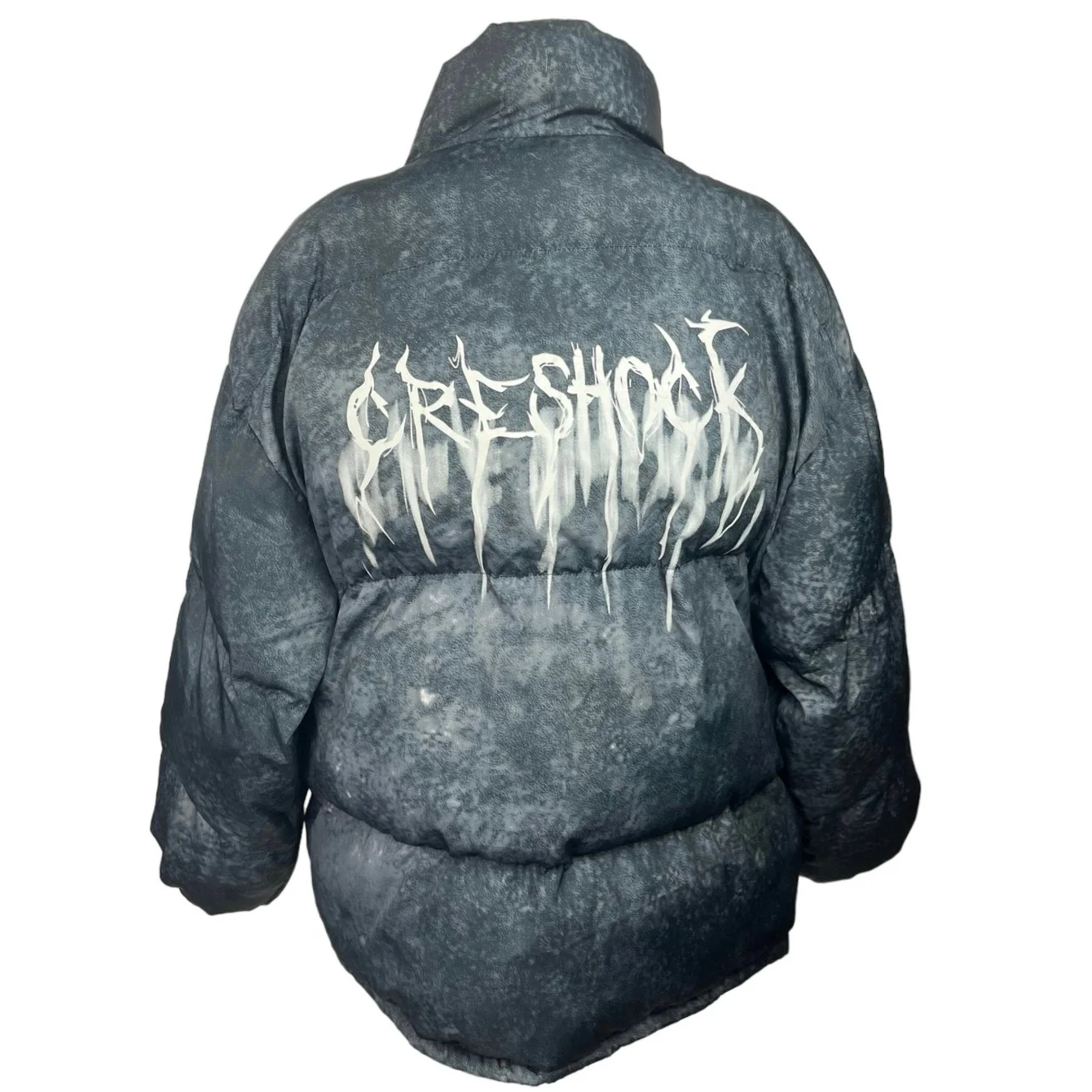 Creshock Graffiti Black Full Zip Long Sleeve Streetwear Casual Puffer Jacket XL - Image 2