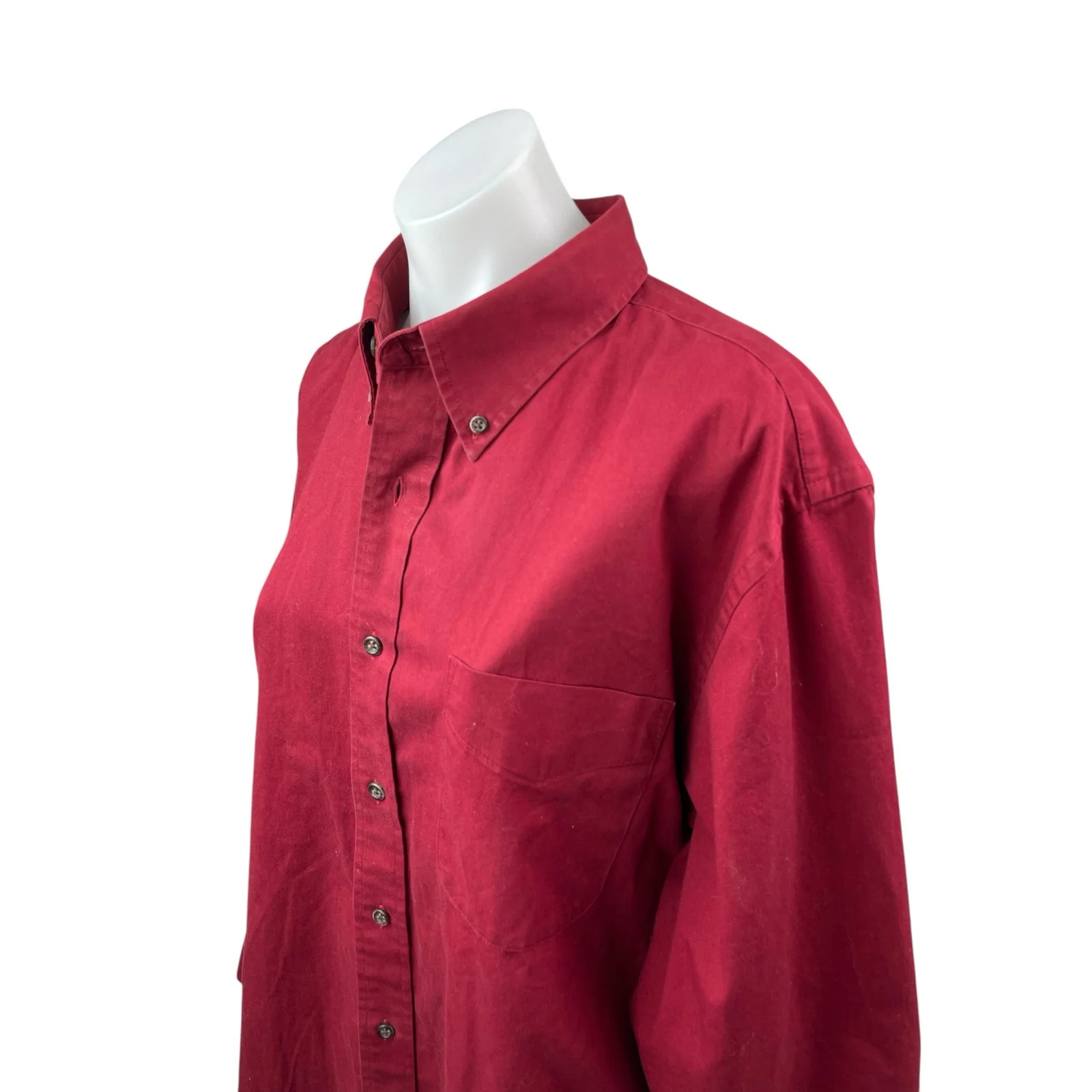 Croft & Barrow Men's Red Collared Long Sleeve Button Down Dress Shirt Top Size L - Image 2