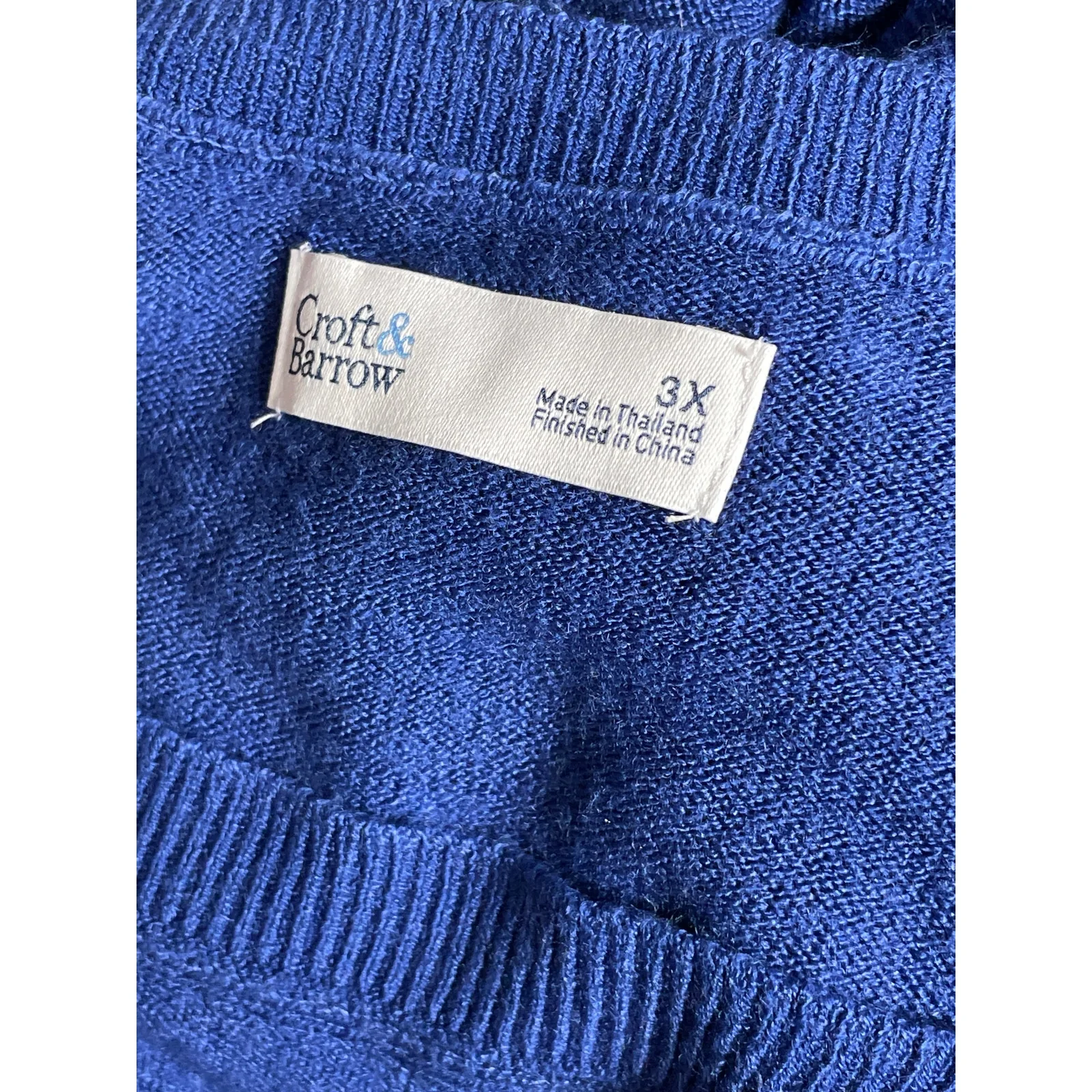 Croft & Barrow Women's Blue V Neck Long Sleeve Knit Pullover Sweater Top Size 3X - Image 5