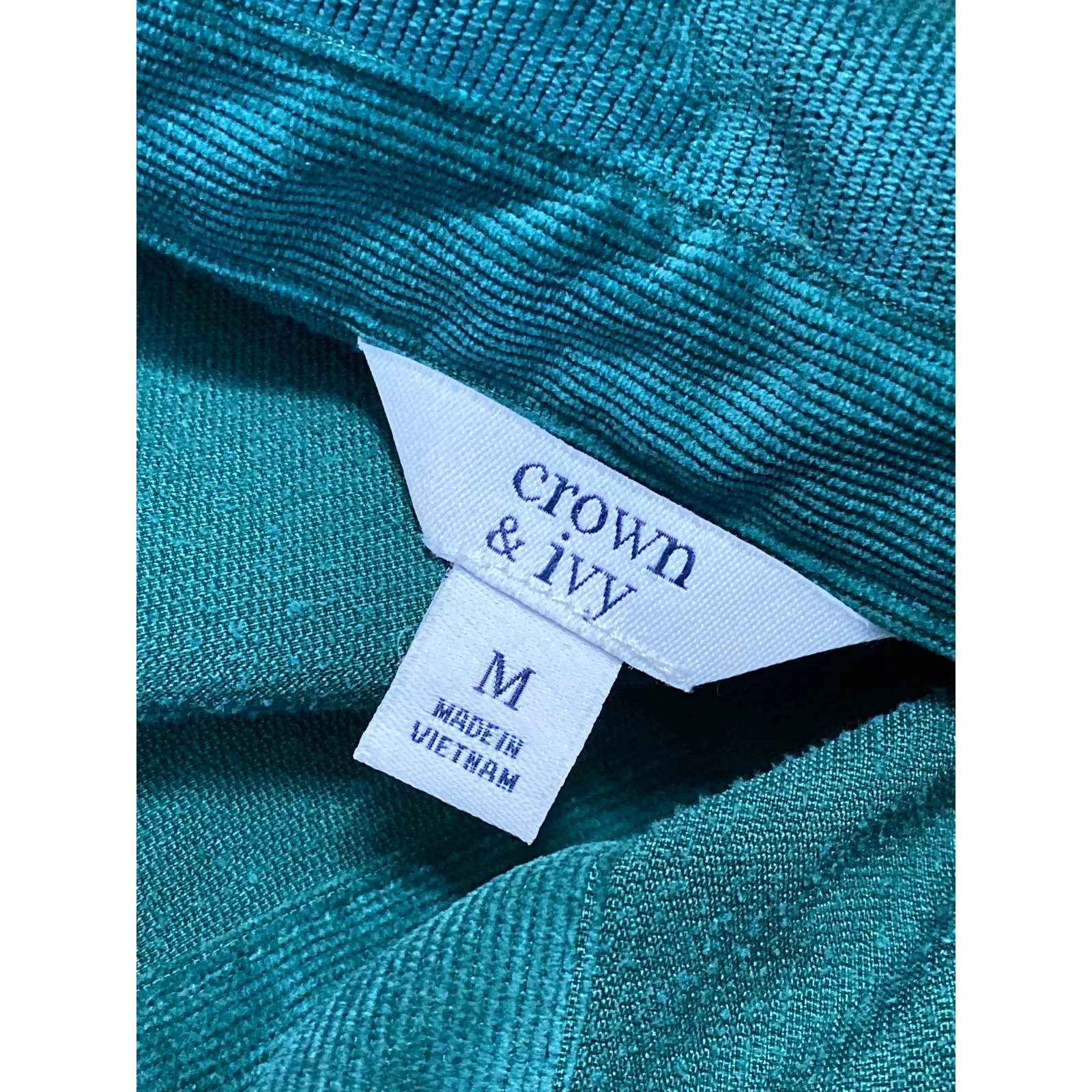 Crown & Ivy Women's Green Short Puff Sleeve Button Up Tiered Midi Dress Size M - Image 3