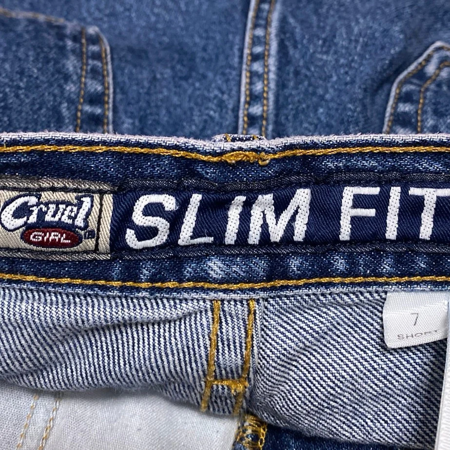 Cruel Girl Blue Slim Fit High Waist Frayed Raw Hem Cut Off Denim Jeans Shorts 7 - Image 4