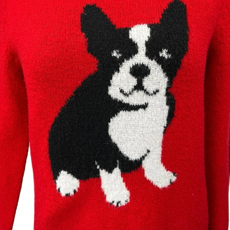 Cupcakes & Cashmere Red French Bulldog Long Sleeve Dog Christmas Sweater Top S - Image 3