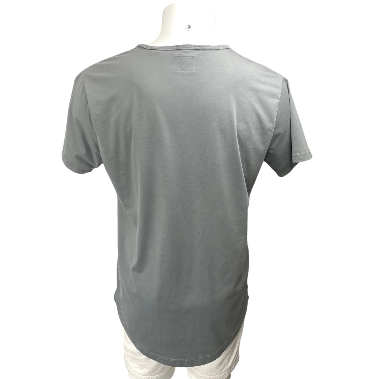 Cuts Curve Hem Men's Gray Short Sleeve Crew Neck Basic Tee T-Shirt Top Size XL - Image 2