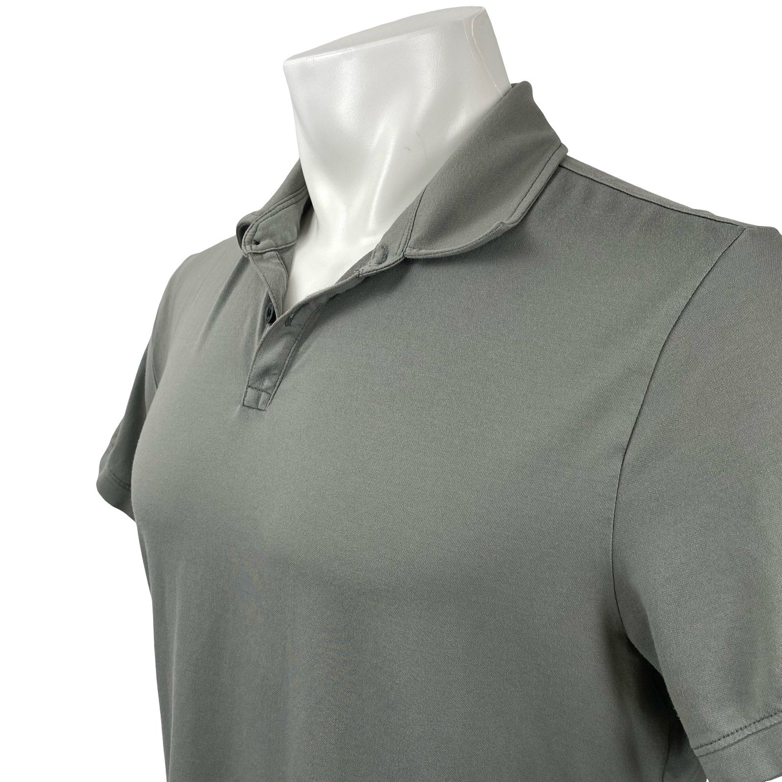 CUTS Men's Gray Curve-Hem Short Sleeve Golf Casual Cotton Polo Shirt Top Size L - Image 3