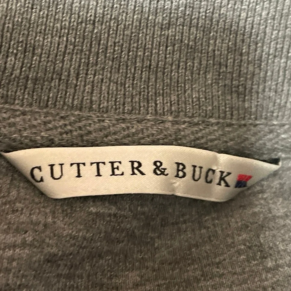 Cutter & Buck Men's Gray Knit 1/4 Zip Long Sleeve Mock Neck Sweatshirt Sweater L - Image 4