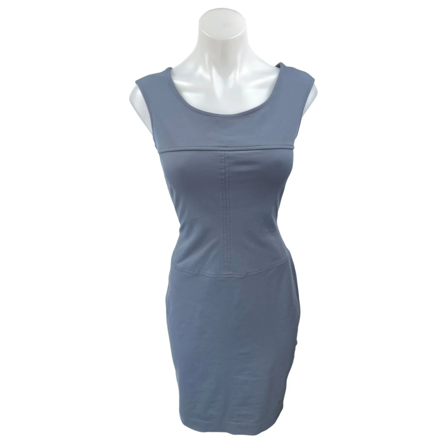 Cynthia Rowley Blue Gray Sleeveless Back Zip Mini Bodycon Tank Sheath Dress XS