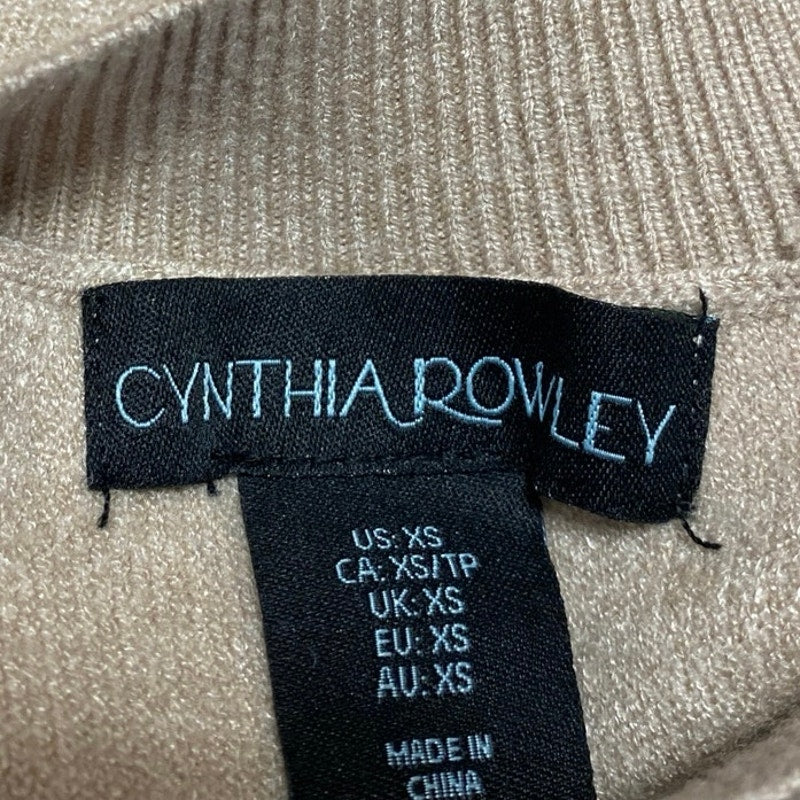Cynthia Rowley Women's Brown Tan Geometric Knit Long Sleeve Crop Sweater Top XS - Image 3