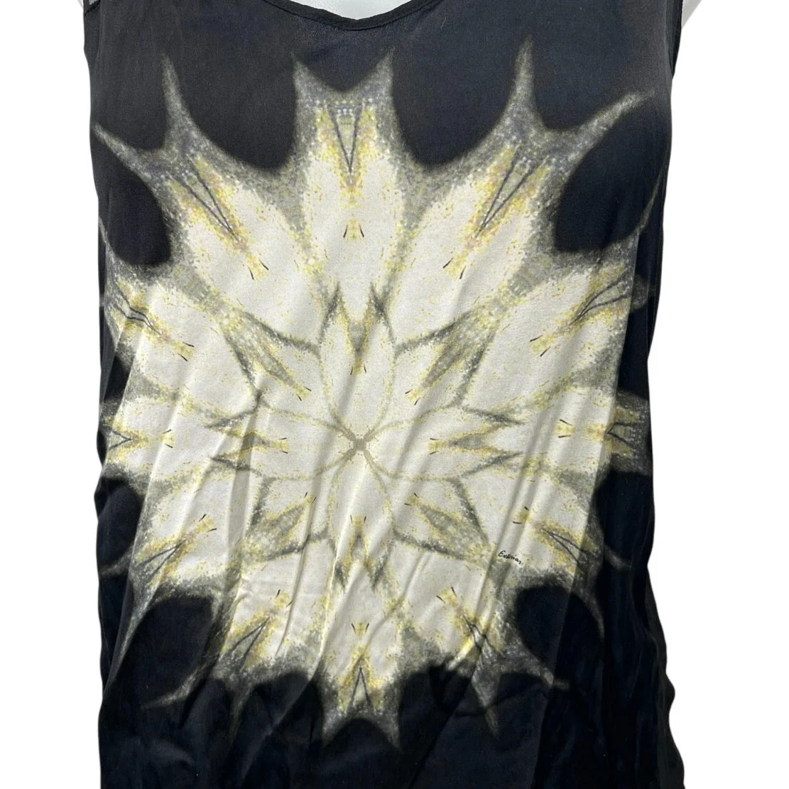 D. Exterior Women's Black Cream Floral Mesh V Neck Sleeveless Tank Top Size Sttt6tygyyfffff - Image 3
