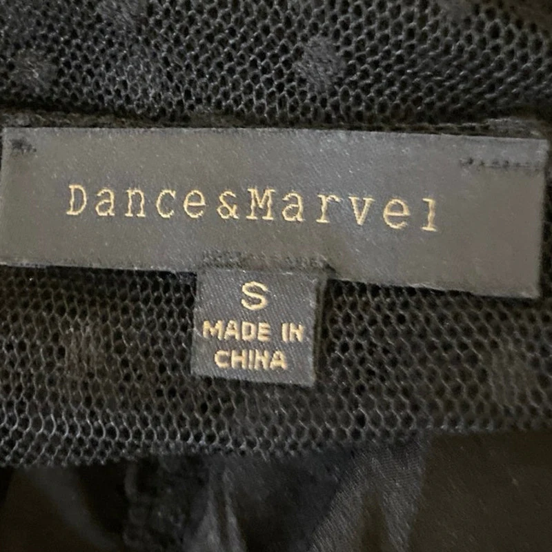 Dance & Marvel Black Long Sleeve Ruched Mesh Sheer Polka Dot Peplum Blouse Top S - Image 3