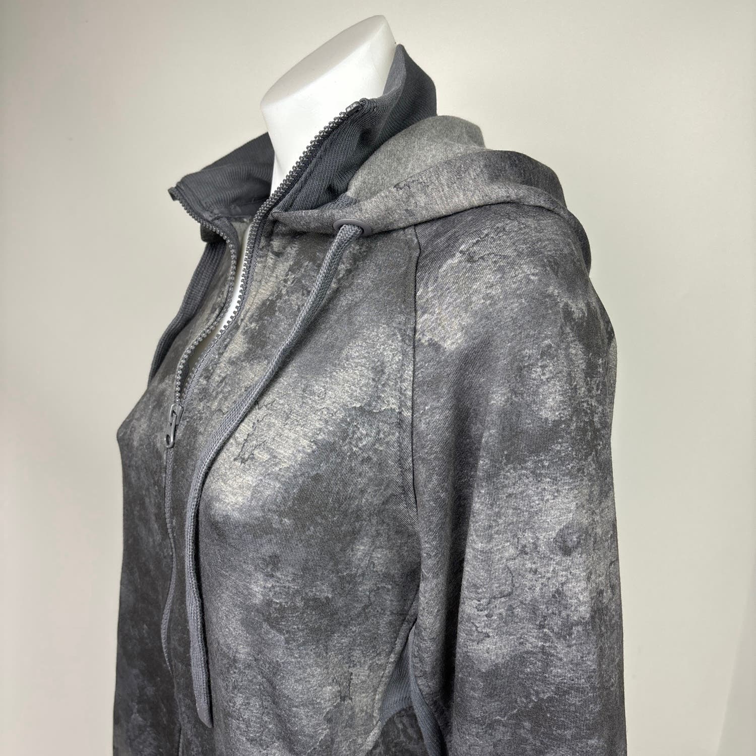 Danskin Grey Tie Dye Marble Double Collar Full Zip Hooded Athletic Jacket Size M - Image 5
