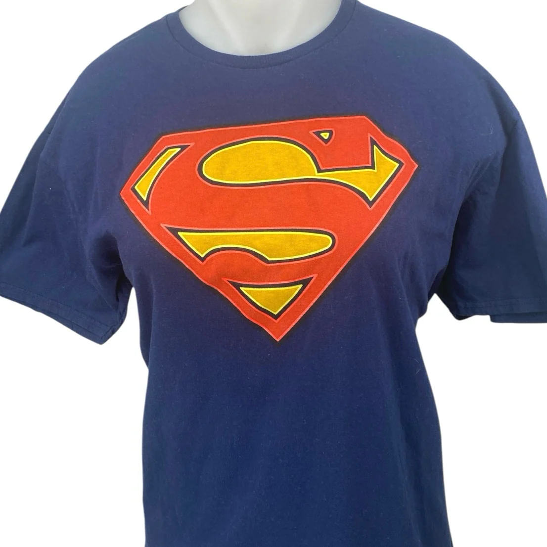 DC Comics Superman Blue Glow In The Dark Logo Graphic Tee T-Shirt Top Size 2XL - Image 3