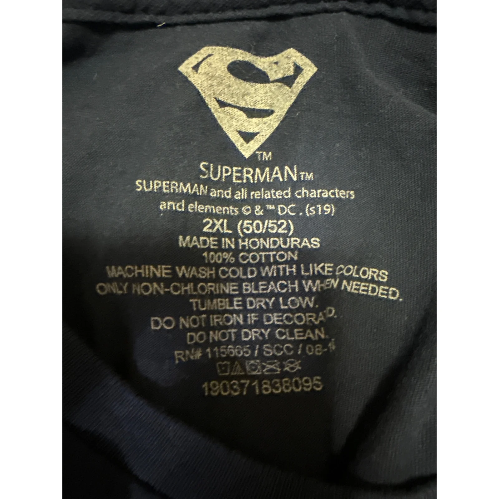 DC Comics Superman Blue Glow In The Dark Logo Graphic Tee T-Shirt Top Size 2XL - Image 4