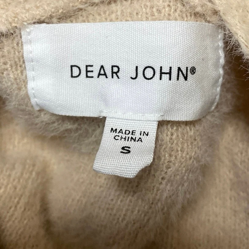 Dear John Beige Tan Khaki Long Sleeve Open Pocket Long Cardigan Sweater Top Sz S - Image 4