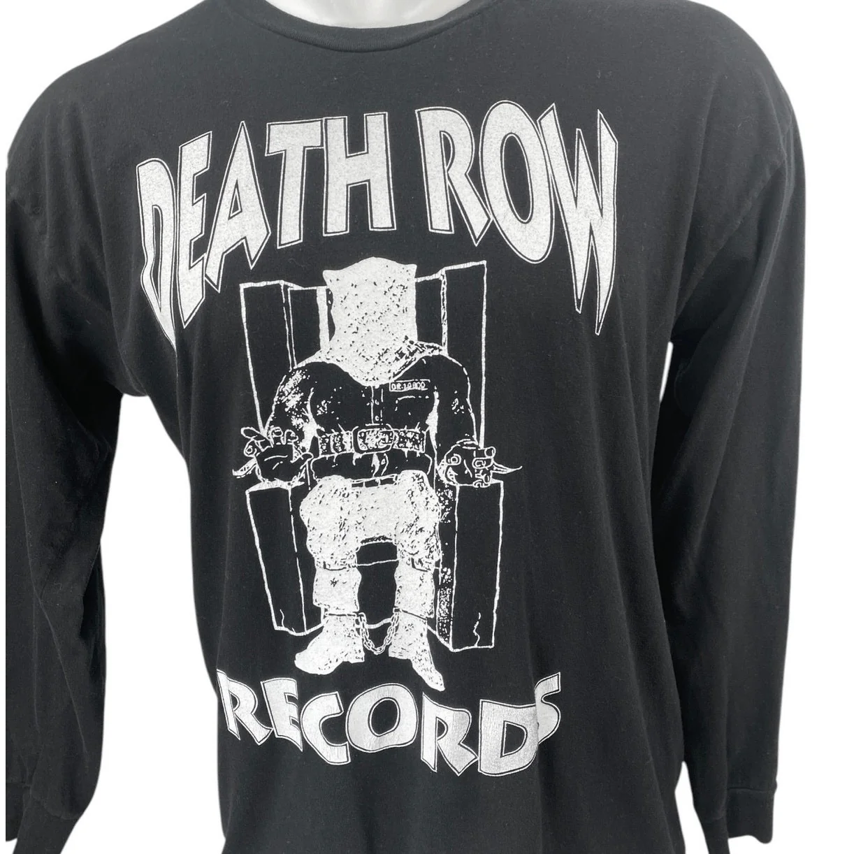 Death Row Records Men's Black White Long Sleeve Graphic T Shirt Tee Top Size M - Image 3