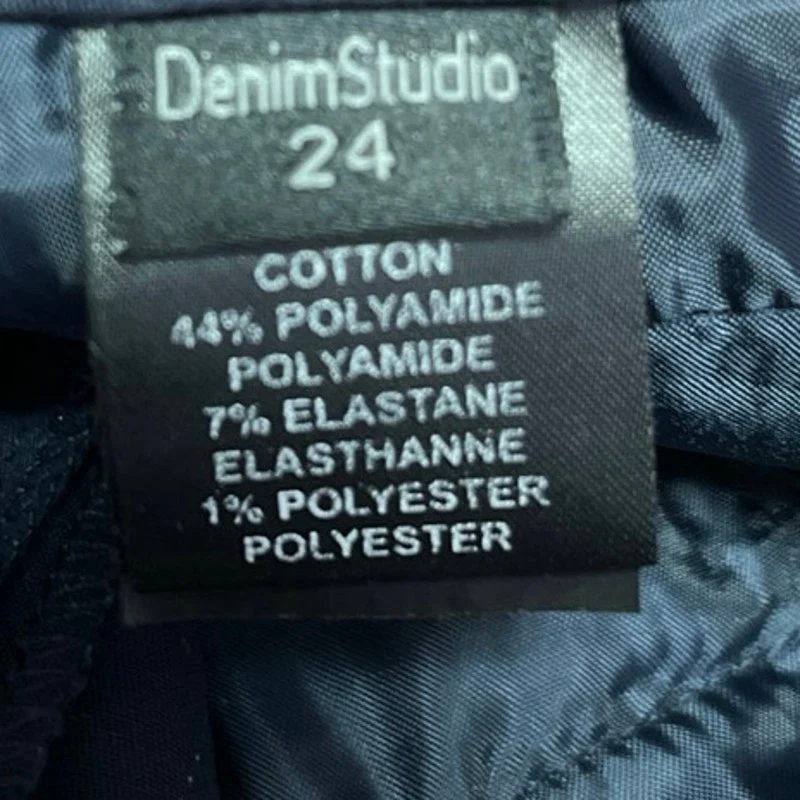 Denim Studio Blue Pinstriped Skinny Leg Mid Rise Zip Hem Trousers Dress Pants 24 - Image 5