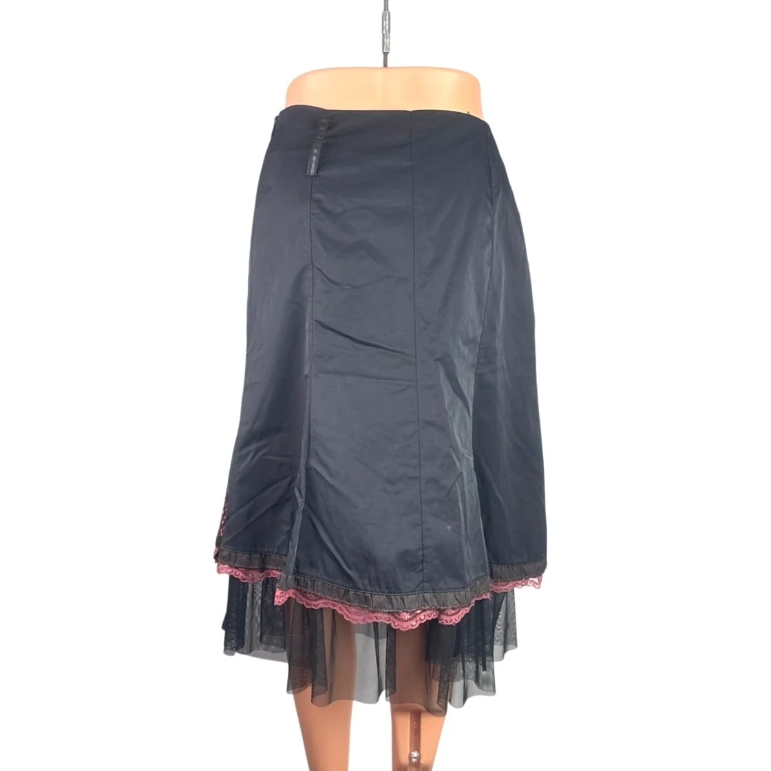 Des Filles a la Vanille Multicolor Patchwork Lace Floral Stripe Midi Skirt Sz M - Image 3