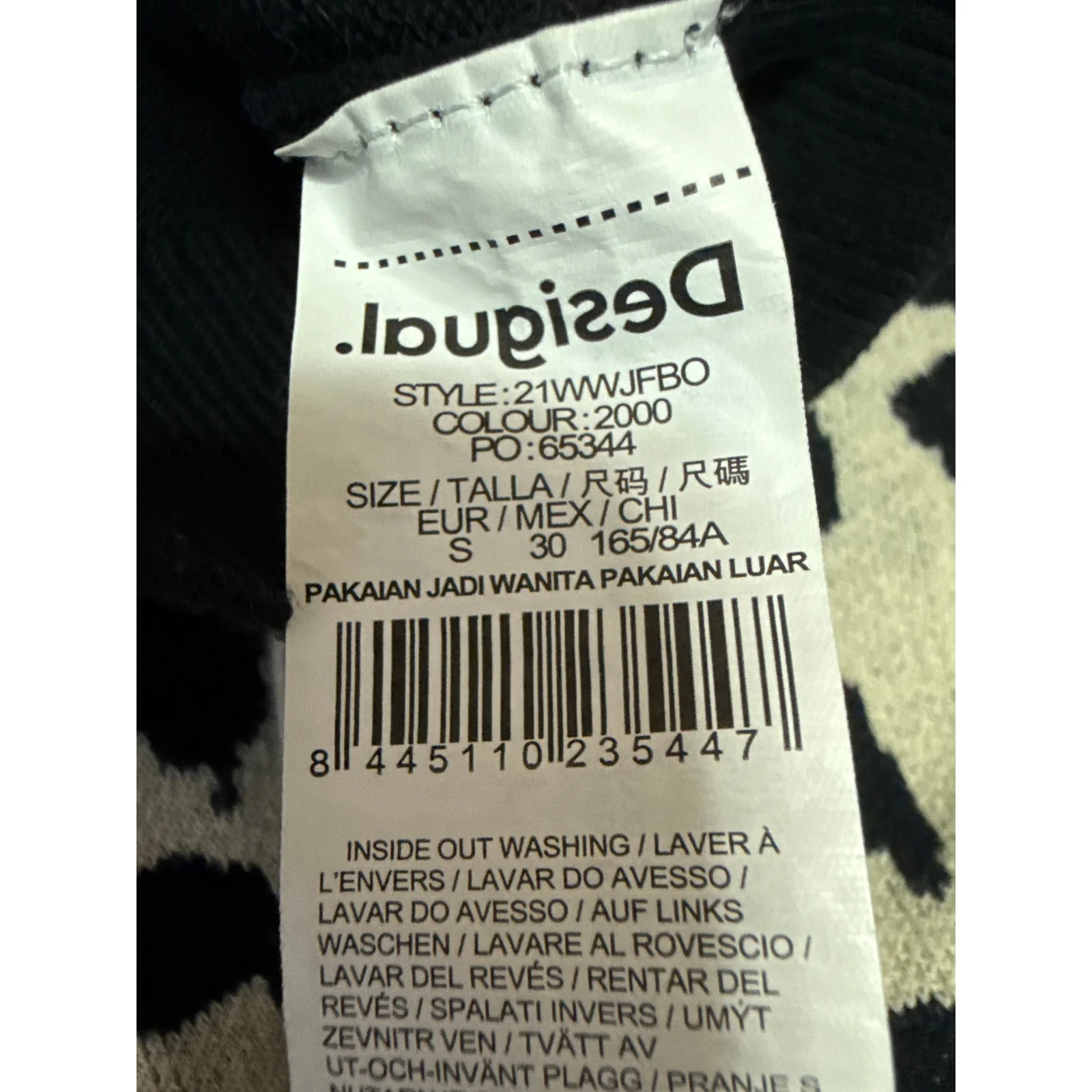 Desigual Carlyn Multicolor Leopard Colorblock Long Sleeve Sweater Top Size S - Image 4