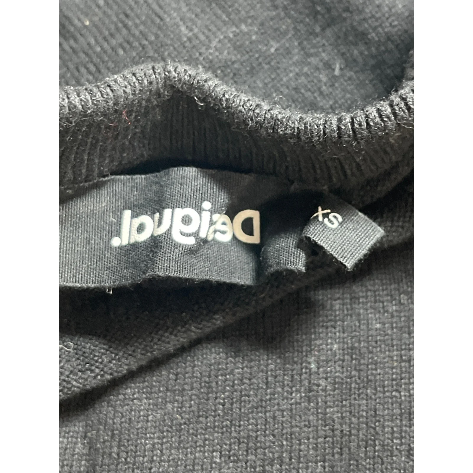 Desigual Women's Black Colorblock Crew Neck Long Sleeve Cropped Sweater Top XS - Image 3